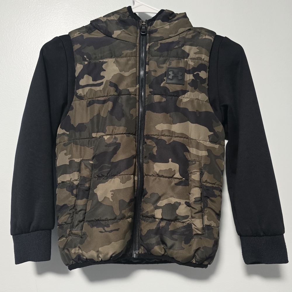 Under Armour Boys Hooded Vest Medium Lightweight Quilted Puffer Jacket, Zip-up, - Picture 1 of 8
